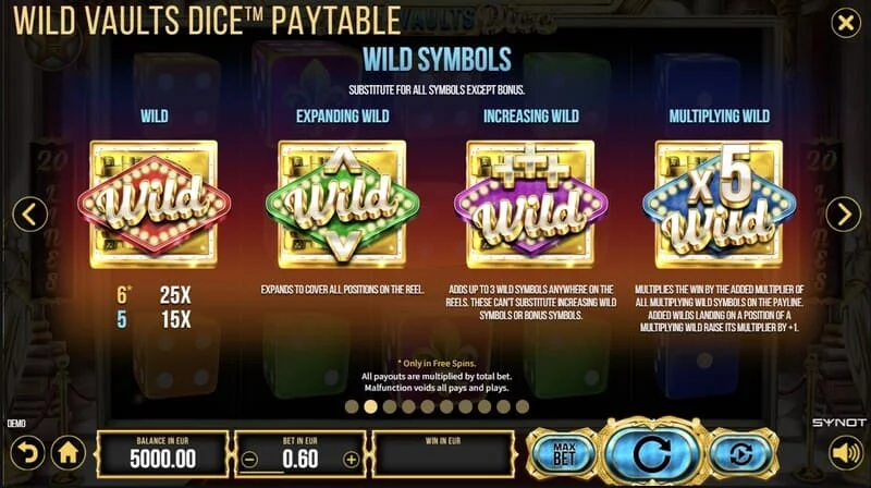 Wild Vaults Dice - Free Spins á seoladh le trí siombail Vault